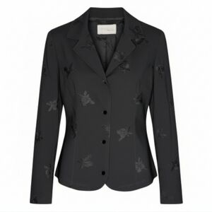 Equestrian Designs Preppy Western Santa Barbara Black Embroidered Blazer Shacket